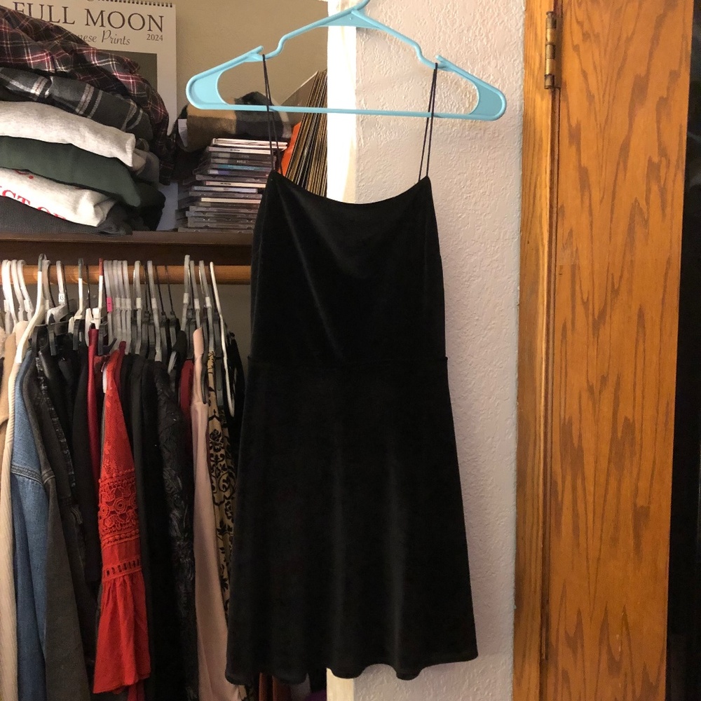 urban black velvet mini dress